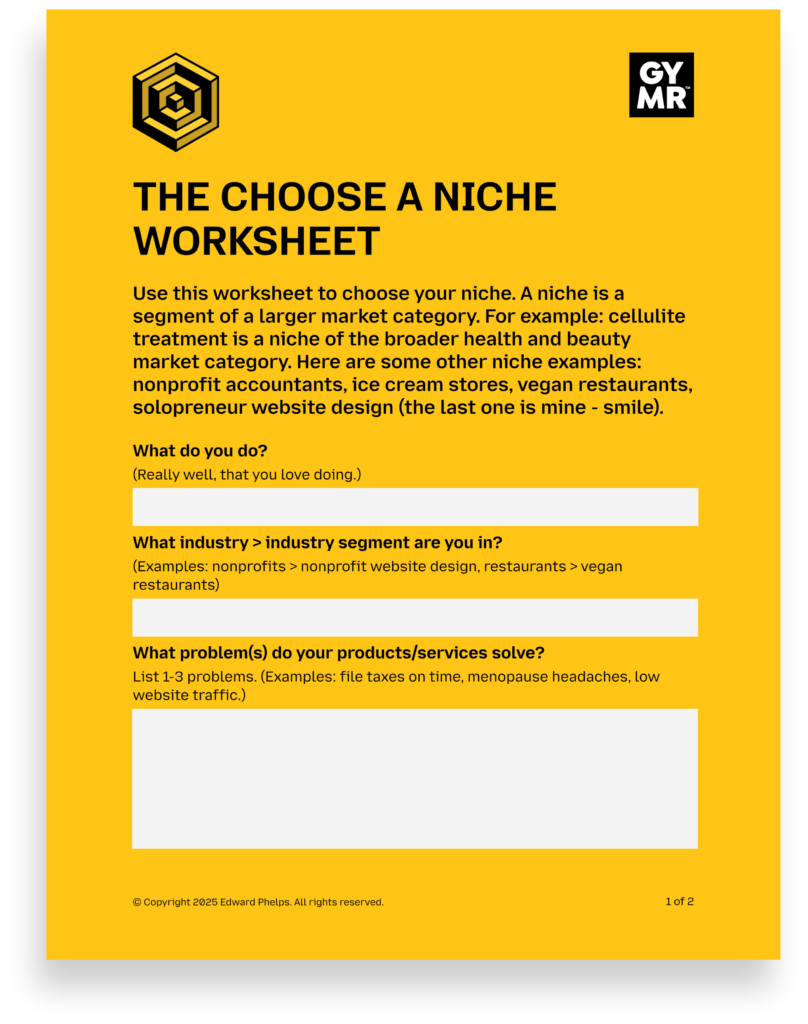 The Choose A Niche Worksheet